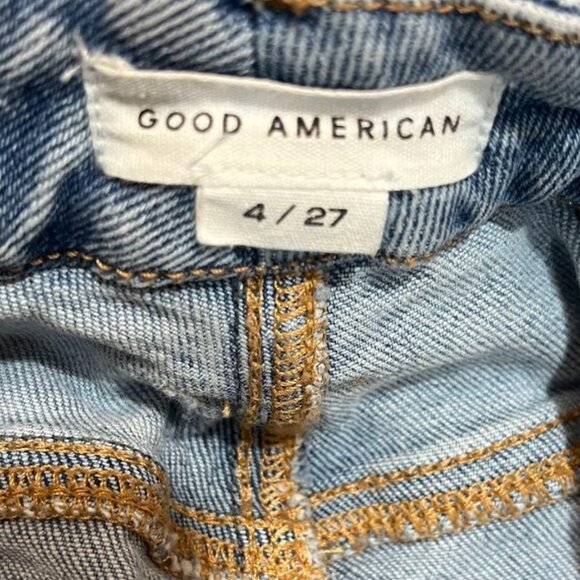 Good American Distressed Blue Denim Skinny Jeans 4/27 Mid Rise Stretch - Picture 5 of 13